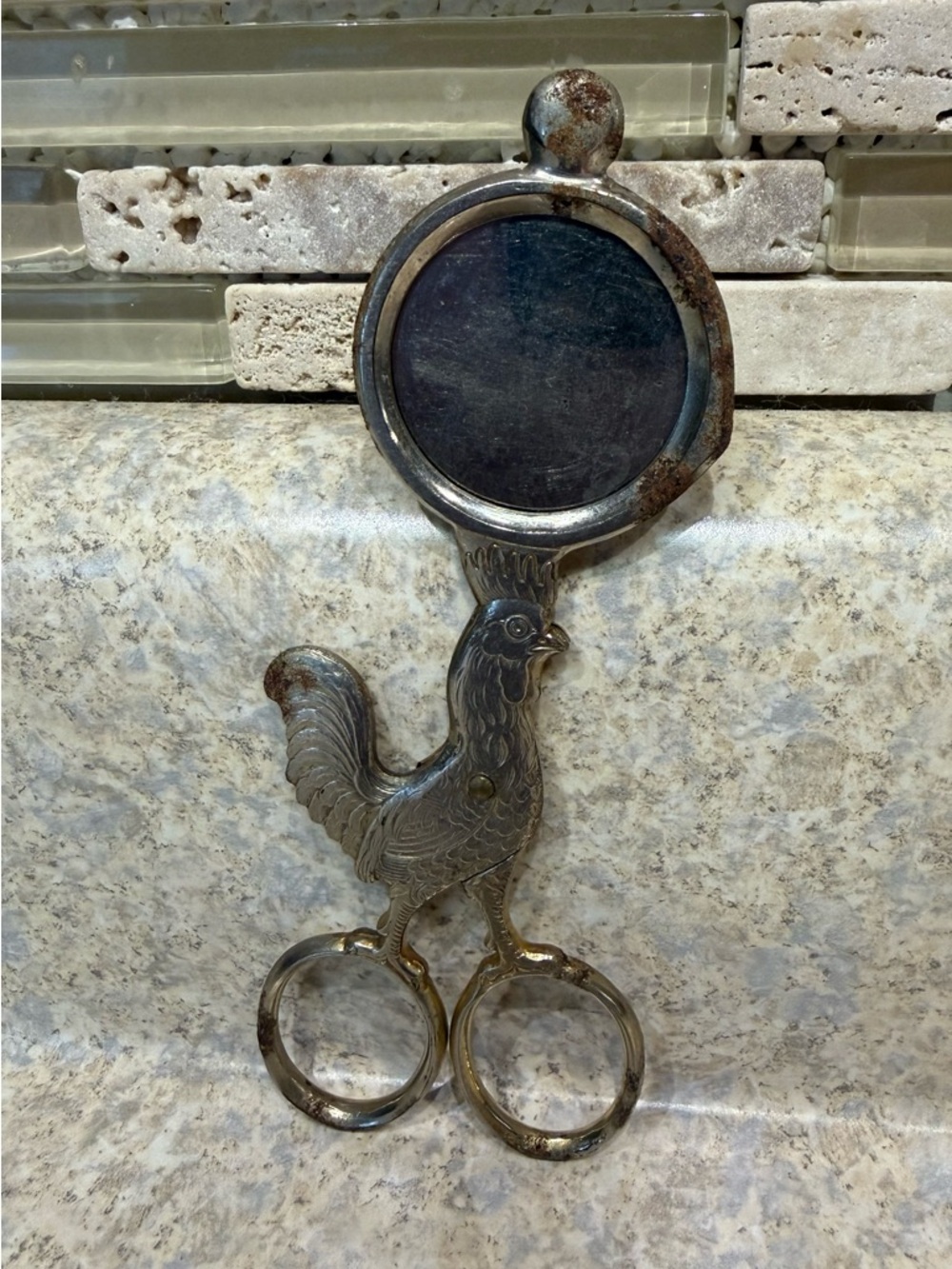 Rooster Scissors Candle Snuffer in Brass-Tone Finish